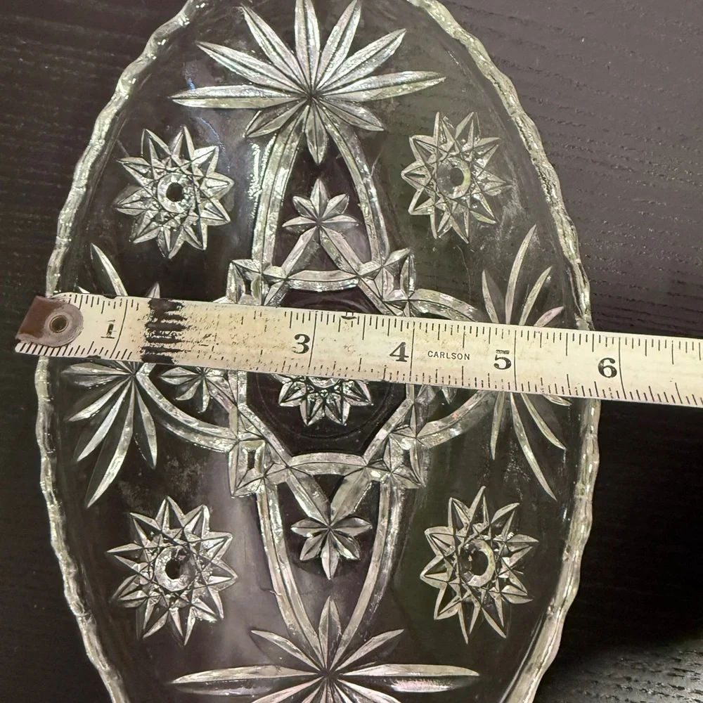 Vintage Anchor Hocking Elegant Clear Glass Star of David Oval appetizer dish